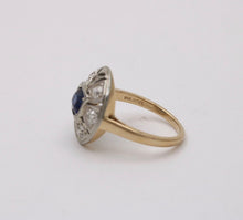 Load image into Gallery viewer, Art Deco Sapphire Diamond 14K White Yellow Gold Ring