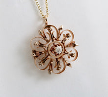 Load image into Gallery viewer, Antique 14K Yellow Gold Heart & Arrow Floral Brooch, Pendant