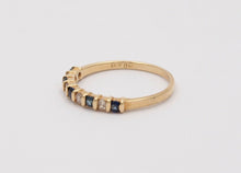 Load image into Gallery viewer, Lovely Channel Set Diamonds Blue Sapphires 14K Yellow Gold Ring