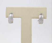 Load image into Gallery viewer, 14K White Gold Channel Set Diamond Earrings