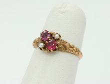 Load image into Gallery viewer, Victorian 14K Rose Gold Seed Pearl Ruby Promise Ring