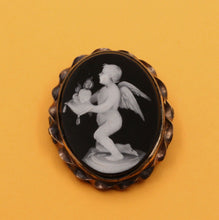 Load image into Gallery viewer, Victorian Cherub Angel Enamel 10K Rose Gold Brooch