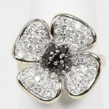Load image into Gallery viewer, Vintage Four Leaf Clover Sapphires & Diamond Pave 14K White Gold Ring