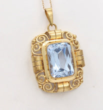 Load image into Gallery viewer, Mid Century Emerald Cut Topaz 9K Yellow Gold Pendant