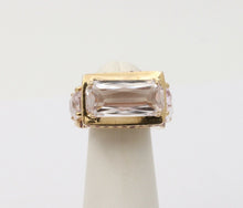 Load image into Gallery viewer, Striking 14K Yellow Gold Pink Kunzite And Ruby Tank Ring, Statement Ring