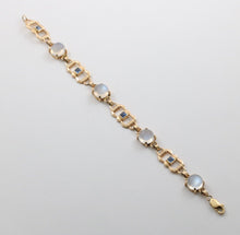 Load image into Gallery viewer, Vintage 14K Yellow Gold Moonstone & Sapphire Bracelet.