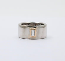Load image into Gallery viewer, Funky 18K Gold Step Cut Baguette Diamond Wide Cigar Band, Stacking Ring.