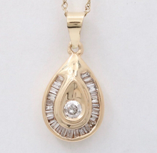 Load image into Gallery viewer, Vintage 14K Yellow Gold Diamond Teardrop Pendant