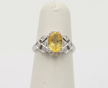 Load image into Gallery viewer, A Gorgeous Cushion Cut Vivid Yellow Sapphire 18K White Gold Diamond