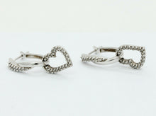 Load image into Gallery viewer, Vintage 10K White Gold Diamond Heart Drop Earrings