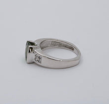 Load image into Gallery viewer, Vintage 14K White Gold Green Tourmaline and Diamond Ring, Engagement Ring