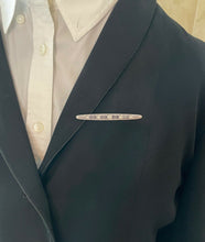 Load image into Gallery viewer, Art Deco 14K White Gold Diamond Filigree Bar Pin, Brooch