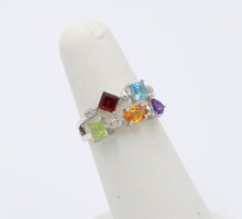 Load image into Gallery viewer, Vintage Multistone 14K White Gold Geometric Ring