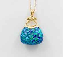 Load image into Gallery viewer, Cute Vintage 14K Synthetic Opal Diamond Purse Pendant