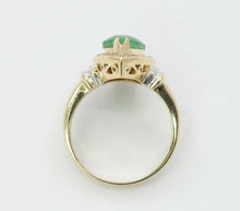 Load image into Gallery viewer, Vintage 18K Yellow Gold Jade Diamond navette Ring