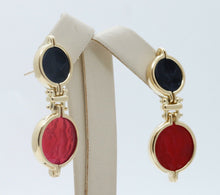Load image into Gallery viewer, Italian 18K Yellow Gold Art Glass Portrait Cherub Dangle Earrings