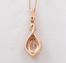 Load image into Gallery viewer, The Beautiful 10K Rose Gold Pear Shape Pink Quartz and Diamond Pendant, Necklace