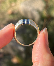 Load image into Gallery viewer, Vintage 14K Yellow Gold Sapphire Diamond Dome Ring. Ring band