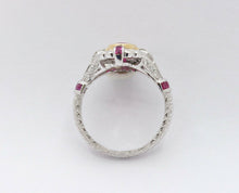 Load image into Gallery viewer, Vintage 18K White Gold Ruby Diamond Alternative Engagement Ring