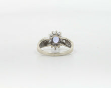 Load image into Gallery viewer, Vintage 14K White Gold Cornflower Blue Sapphire & Diamond Ring