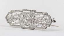 Load image into Gallery viewer, Art Deco 14K White Gold Diamond Filigree Brooch