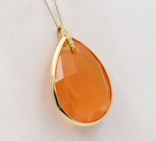 Load image into Gallery viewer, Large Checkerboard Cut Approx 50 Carats Fire Opal Diamond Pendant, Necklace.