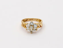 Load image into Gallery viewer, Pretty Vintage Estate Floral Aquamarine Ring Band, Stacking Ring.