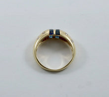Load image into Gallery viewer, Vintage 14K Yellow Gold Sapphire Diamond Dome Ring. Ring band