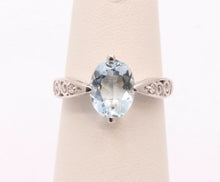 Load image into Gallery viewer, Vintage Ladies Natural Aquamarine Diamonds 14K White Gold Ring
