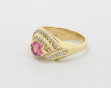 Load image into Gallery viewer, Vintage 14K Yellow Gold Pink Sapphire and Diamond Ring