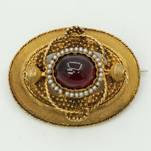 Load image into Gallery viewer, Truly Beautiful and Excellent Cond Victorian 14K Garnet Pearls Brooch Pendant