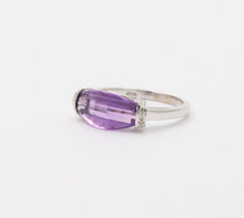 Load image into Gallery viewer, Vintage Amethyst Diamonds 10K White Gold Ring