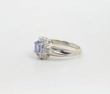 Load image into Gallery viewer, Vintage 14K White Gold Cornflower Blue Sapphire & Diamond Ring