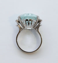 Load image into Gallery viewer, Vintage Aquamarine Diamonds 14K White Gold Ring