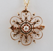 Load image into Gallery viewer, Antique 14K Yellow Gold Heart & Arrow Floral Brooch, Pendant