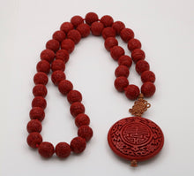 Load image into Gallery viewer, Vintage Red Cinnabar Chanterelle Necklace Pendant