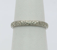 Load image into Gallery viewer, Art Deco 18K White Gold Hand Engraved Band