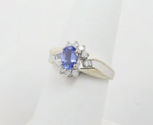 Load image into Gallery viewer, Vintage 14K White Gold Cornflower Blue Sapphire & Diamond Ring