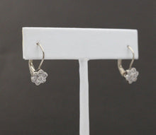 Load image into Gallery viewer, Sweet 14K White Gold Floral Round Cut Diamond Earrings