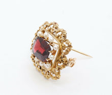 Load image into Gallery viewer, Pristine Victorian Garnet Pearls 14K Yellow Gold Brooch Pin Pendant