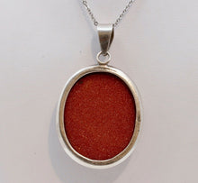 Load image into Gallery viewer, Huge Vintage Sterling Silver Goldstone Pendant