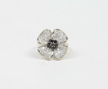 Load image into Gallery viewer, Vintage Four Leaf Clover Sapphires & Diamond Pave 14K White Gold Ring