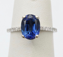 Load image into Gallery viewer, Classic 14K White Gold Sapphire & Diamond Ring, Engagement Ring.