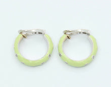 Load image into Gallery viewer, Designer Andreoli 18K Mint Green Enamel Hoop Earrings