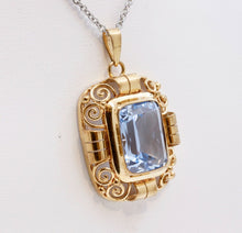 Load image into Gallery viewer, Mid Century Emerald Cut Topaz 9K Yellow Gold Pendant