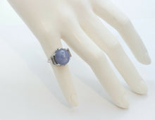 Load image into Gallery viewer, Vintage Blue Grey 25 Carat Cabochon Star Sapphire Baguette Diamond Platinum Ring
