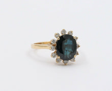 Load image into Gallery viewer, Vintage 14K Yellow Gold Sapphire Diamond Cocktail Ring