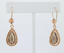 Load image into Gallery viewer, Victorian Revival Smoky Topaz 14K Yellow Gold Dangle Earrings