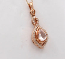 Load image into Gallery viewer, The Beautiful 10K Rose Gold Pear Shape Pink Quartz and Diamond Pendant, Necklace