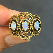 Load image into Gallery viewer, Vintage 14K Yellow Gold Three Stones Opal Ring, Band.
